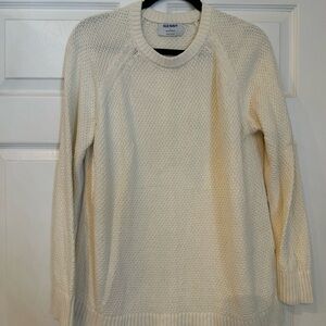 Old Navy Cream Crew Neck Sweater Ribbed Knit